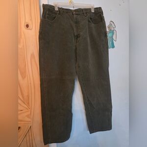 Vintage 90s Coleman Outdoors Denim Jeans Sz 36x30 Khaki Olive Green.